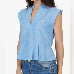 anthropologie porridge lightweight cotton peplum polka dot blouse